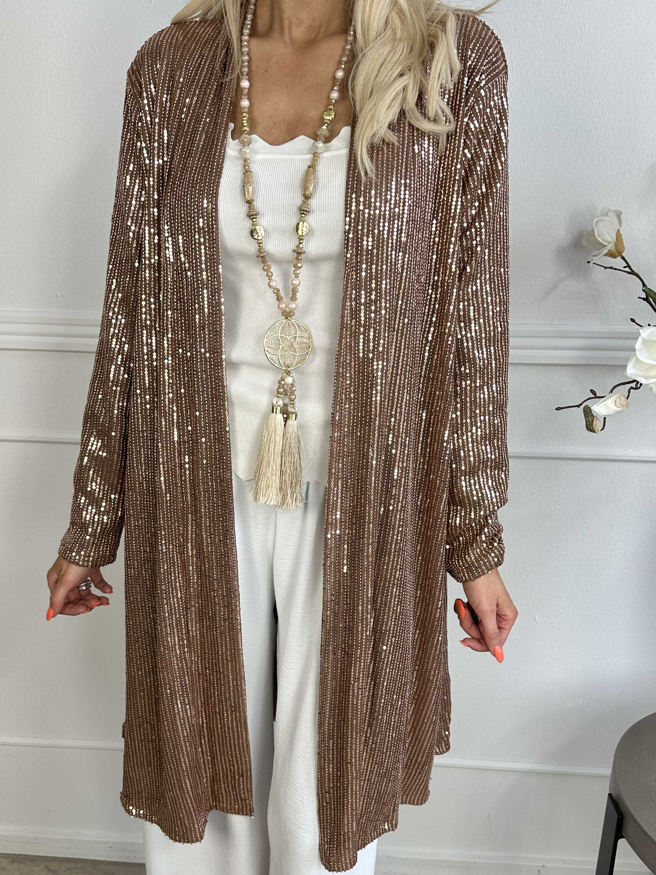 Rosa Glitter - Kofta med paljetter